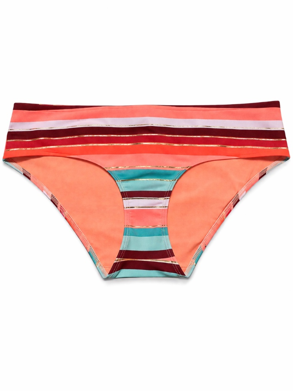 4/$20➡️ Aerie Coral & Mint Striped Hipster Bikini Bottom – Size Medium EUC